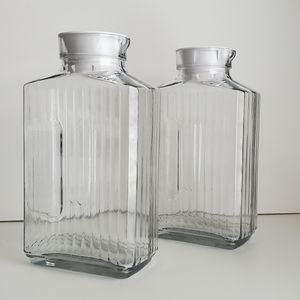 (2) Anchor Hocking Glass Bistro Pitcher with White Stopper, 64-Ounce